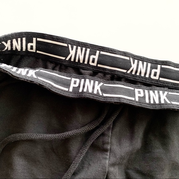 🌸Pink VS🌸 Black White Track Pants Jogger Sz Medium Drawstring - Picture 2 of 8